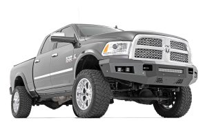 Ram 2500 Front Bumper - Rough Country - LED with 4 LED Cubes and 20in LED Light Bar - Flat Black - '11-'18